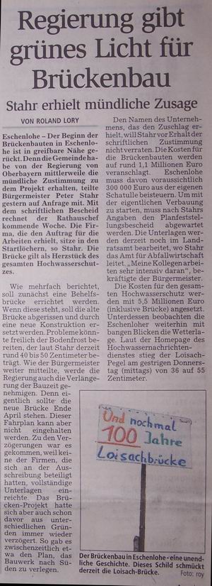 Regierung gibt grünes Licht für Brückenbau